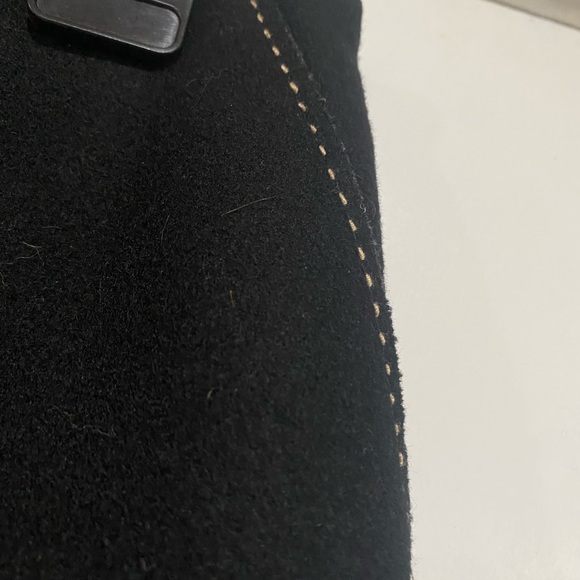 J Crew wool short skirt black with tan stitching size petite 8 wool blend zip - Picture 6 of 8